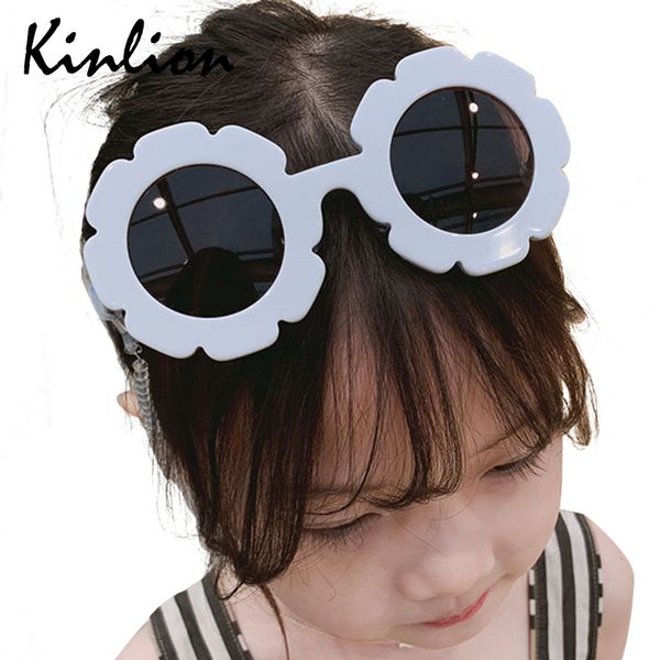 

kinllion round flower child sunglasses for kids vintage cute children sun glasses uv protect for girls baby gafas, White;black