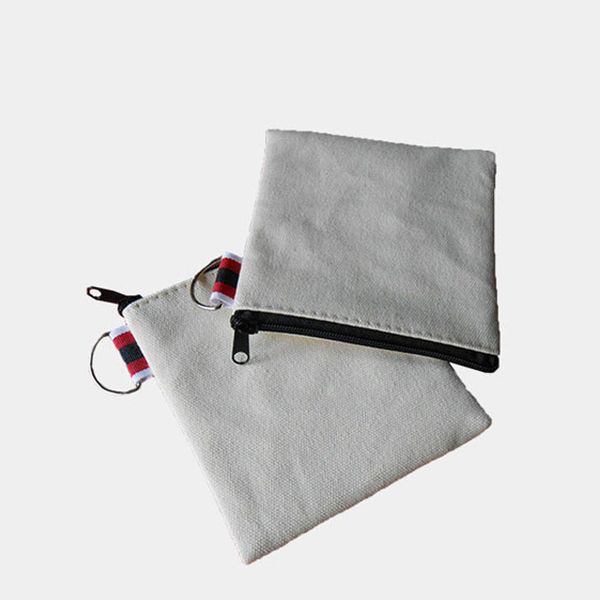 

cotton canvas blank plain storage bags small square coin purse diy casual wallets key cases