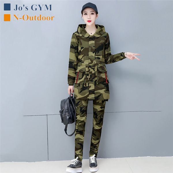 

fashion women's long windbreaker jacket female outdoor camouflage spring autumn cotton hooded casual new tide wild slim jackets, Blue;black