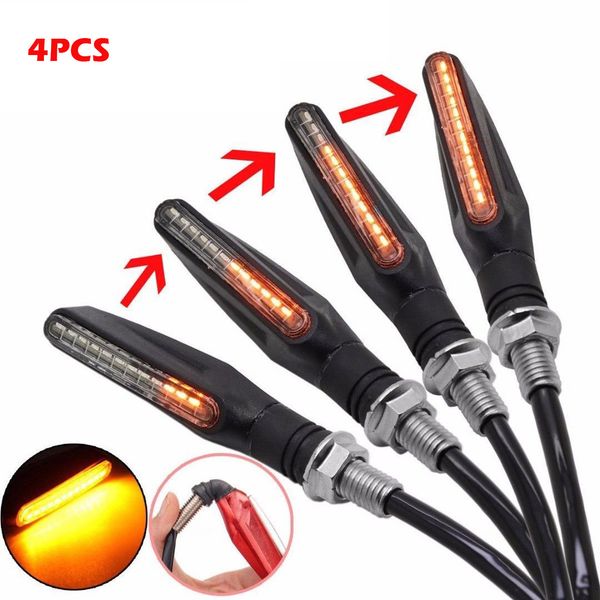 

2019 new 4pcs bendable motorcycle 12 led turn signal light indicator blinker lamp amber motocicleta dropshipping