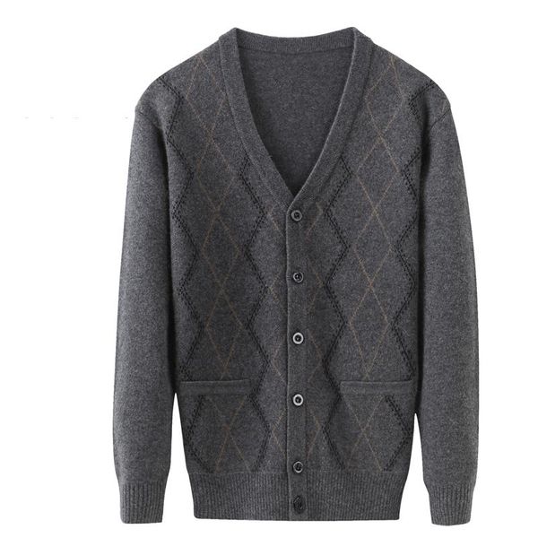 

autumn winter men's cashmere casual v-neck cardigan brand thick warm elastic male wool sweater coat size xs-3xl, White;black