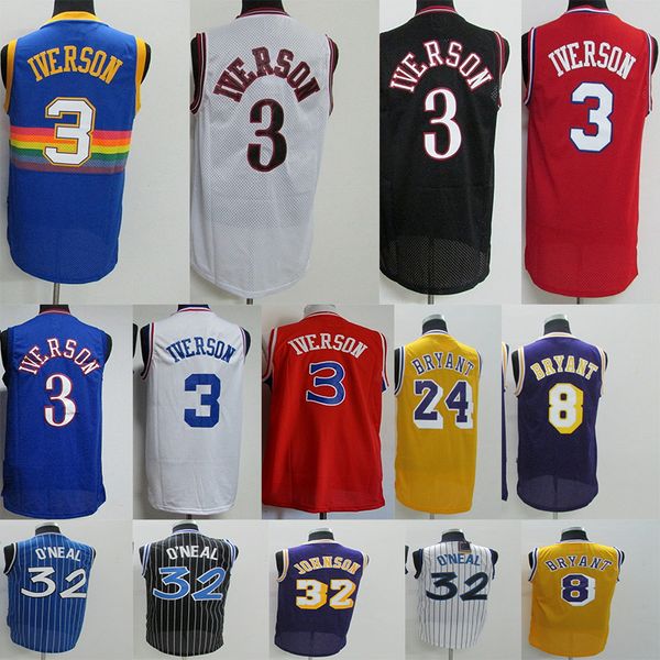 

Men allen 3 iver on jer ey kobe 24 8 bryant haquille 32 oneal kareem 33 abdul jabbar 32 john on retro men ba ketball jer ey