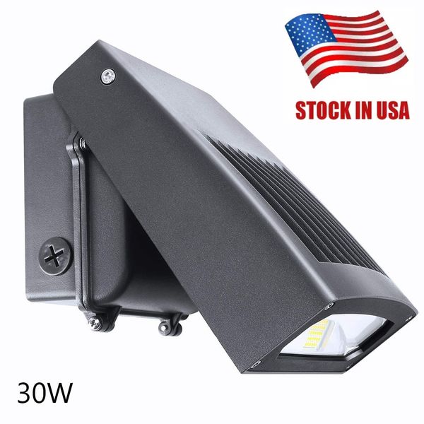 Lampada da parete LED da 30 W, stock USA, corpo lampada regolabile da 0 a 90°, 5.000 K, 3.300 lumen, sostituzione HPS/HID da 250 Watt, 5 anni di garanzia