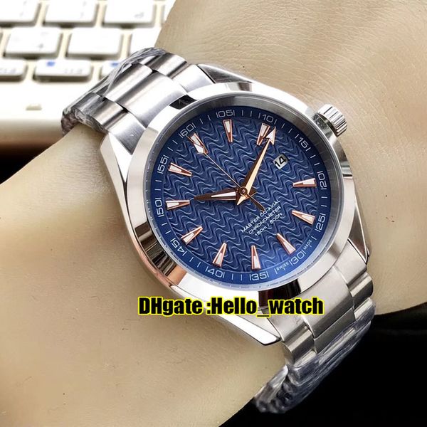 Neue 41 mm Aqua Terra 150 m 231 10 42 21 03 004 blaues Ripple-Zifferblatt Schweizer Quarz-Herrenuhr Edelstahlarmband Hochwertige Herrenuhr 2506