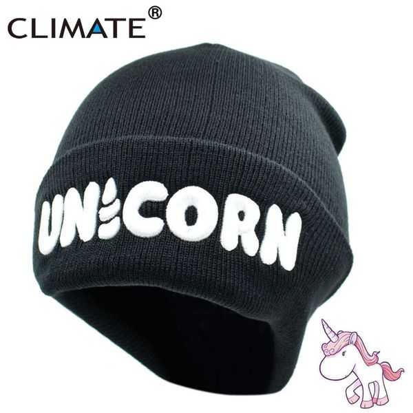 

climate women men unicorn winter warm beanie hat unicorn black hiphop soft knitted hat for teenagers boy girls warm
