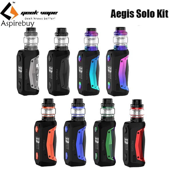 

Новый цветной GeekVape Aegis Solo Kit 100W Электронная коробка для сигарет MOD Vape с 5,5 мл Цербер Subohm Tank Mech X2 Катушка испаритель Аутентичные