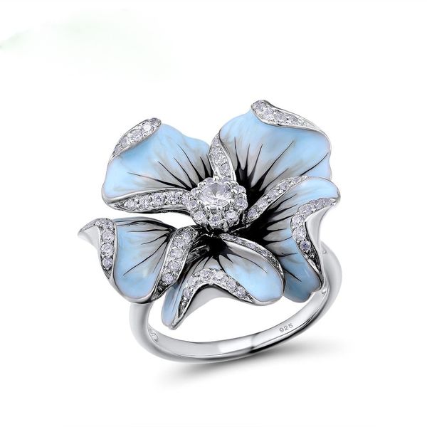 

luxury women ring white gold filled elegant cubic zirconia lotus bud rings vintage jewelry promise engagement party wedding ring, Slivery;golden