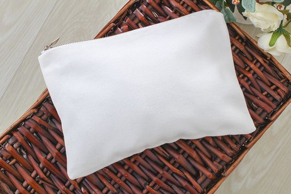 

sublimation white cosmetic bags 6.3*9.06inch two layers blank makeup bags canvas heatprinting transfer makeup bag a02