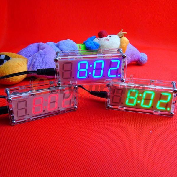 

diy electronic microcontroller kit led digital clock time alarm clock 3 colors
