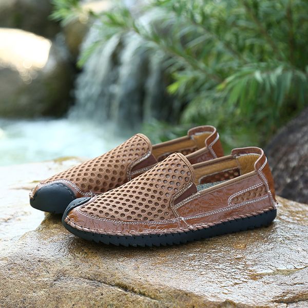 

men 39 s mesh sandals hollow lightweight breathable holes casual new 2020 summer shoes garden beach eva slippers male home, Black