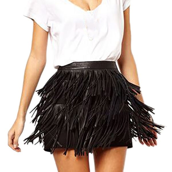 

fashion women holiday summer zipper tassel high waist stage party mini skirt 401#, Black