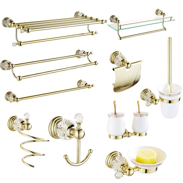 

solid brass bathroom hardware sets gold polished bathroom accessories wall mounted crystal products
