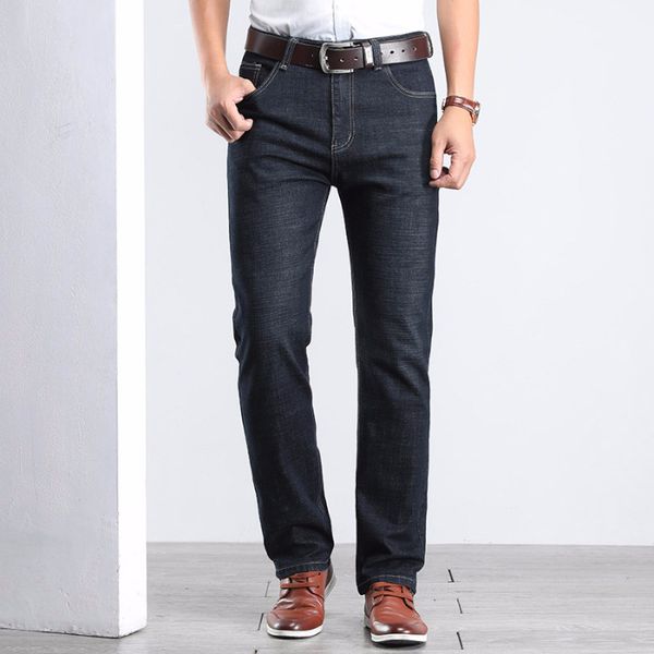 

autumn and winter jeans men's black elasticity straight-cut korean-style versatile trousers men's loose-fit business casual pant, Blue