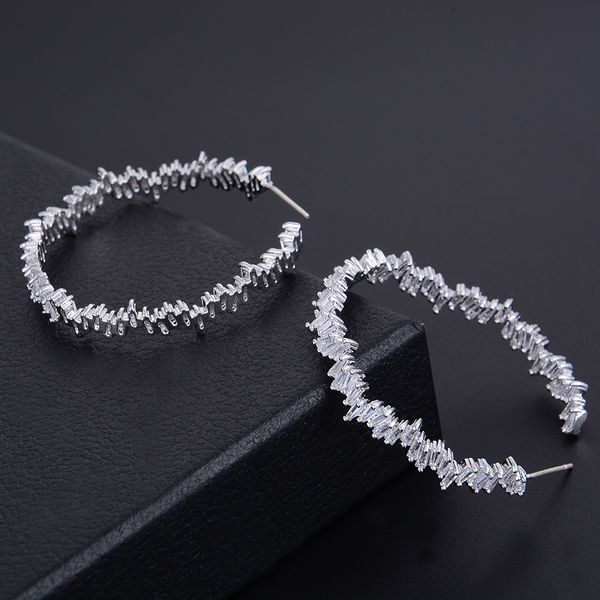 

godki 42мм luxury iregular геометрия круг модные cubic серьги цирконий женщин свадеб high jewelry addiction01, Golden;silver