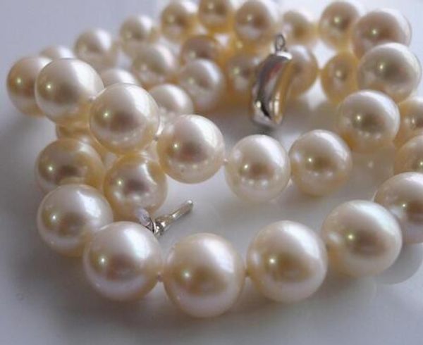 

send mother of pearl 10-11mm round natural freshwater pearl necklace fine jewelry 18 iinch, Silver