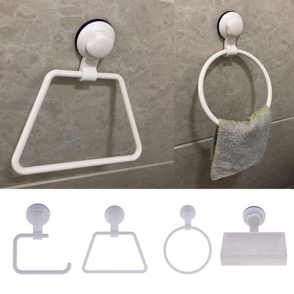 

4 bathroom vacuum suction cup towel ring round holder stand no nail durable