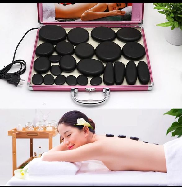 

spa massage stone set with heater box natural black basalt stones relieve stress massage health care beauty free