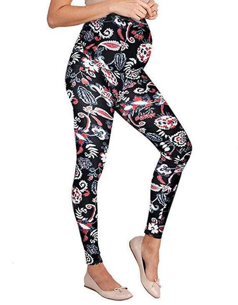 

2019 maternity pants high waist slim fit digital printing pregnancy pants leggings, Blue