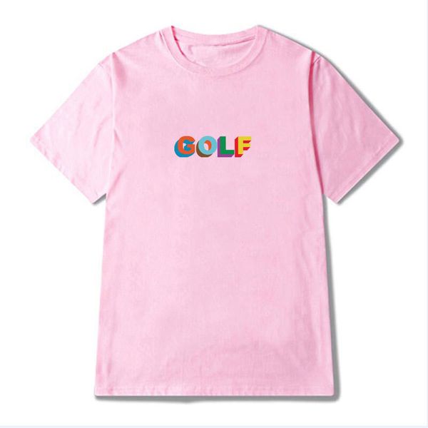 

golf letter printed summer mens designer tshirts o neck short sleeve loose couple tees solid color comfortable shirts, White;black