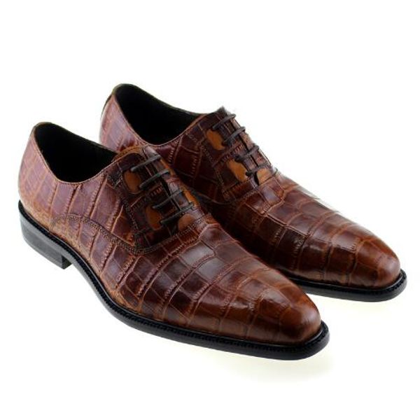 

new fashion men square toe formal oxford shoes genuine leather crocodile print brown green lace up dress men's derby shoes, Black