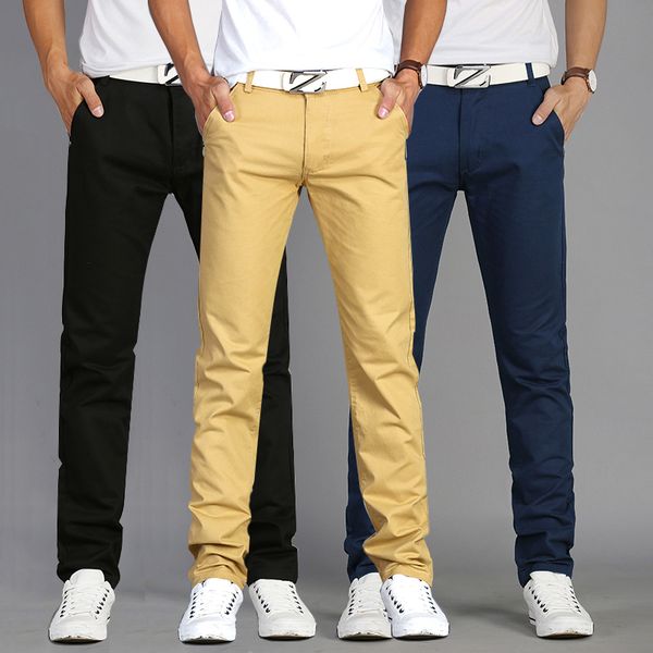 

2019 mens casual pants spring and summer classic fashion slim fit casual male trousers olors optional, Black