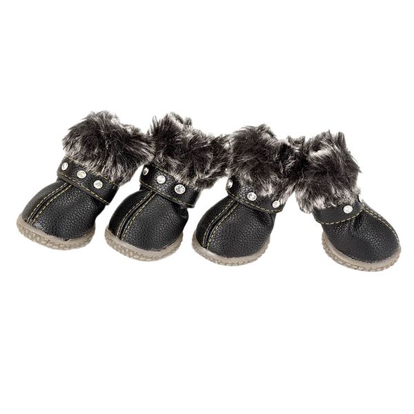 

set of 4 dog boot waterproof shoes anti-slip pet dog shoes black/red