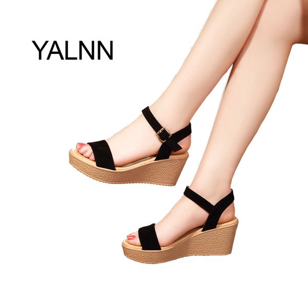 

yalnn women shoes summer fashion black pink cover heel women sandals female shoes