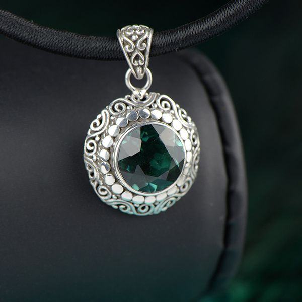 

genuine 925 silver pendant for women with emerald natural gemstone personalized amulets and talismans colgantes mujer