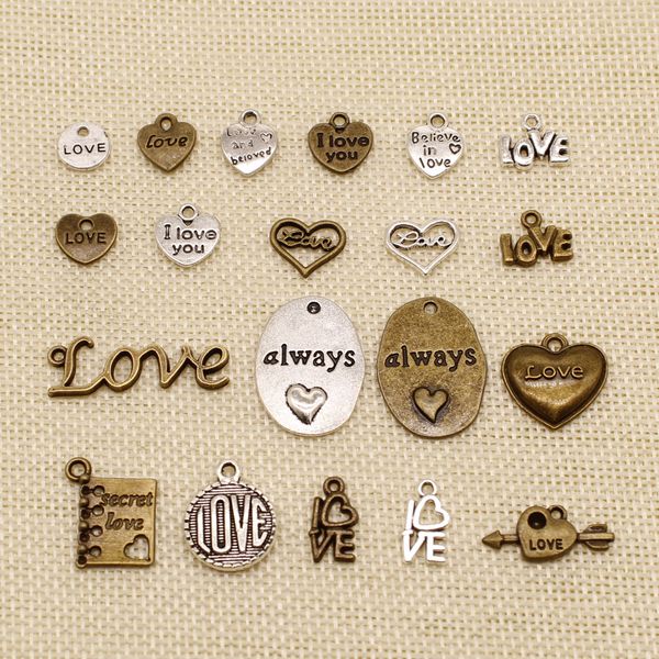 

60 шт diy аксессуары для ювелирных изделий малого love heart hj204, Bronze;silver