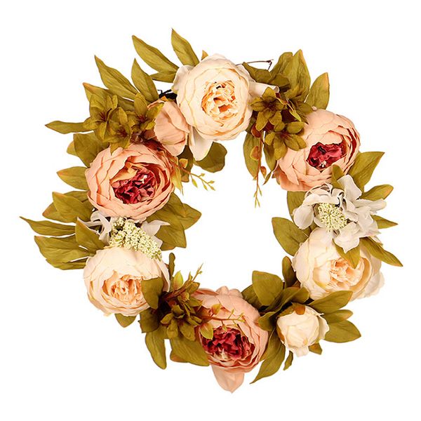 

artificial peony flower wreath decoration silk peony flower door garland for home front door christmas wedding wall decor 40cm