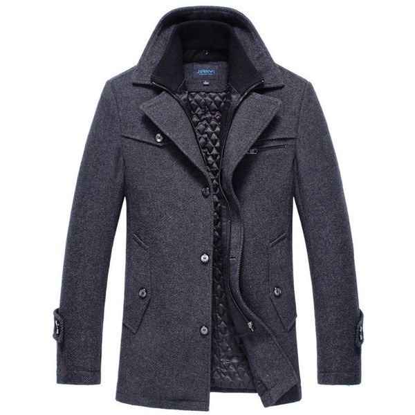 

winter warm men's wool coat casual thick windbreaker jacket men long section overcoat thick peacoat woolen trench coat 4xl, Black