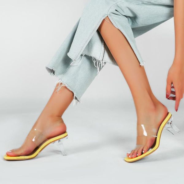 

women slippers summer fashion square high heeled sandals jelly woman ladies open-toe transparent slippers with crystals e3, Black
