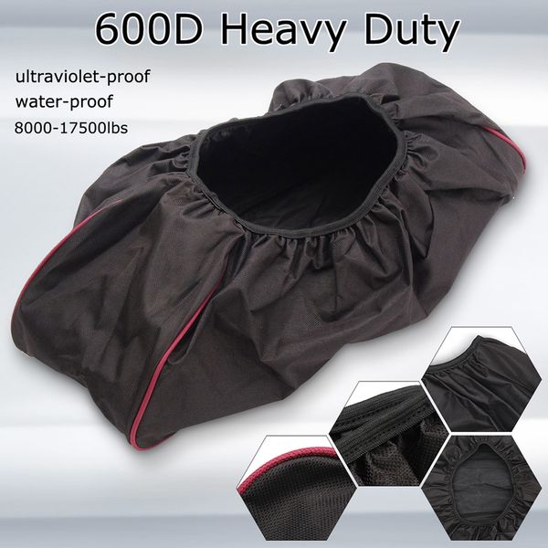 

universal 600d oxford fabric dustproof winch cover waterproof red edge uv-resistant car accessories 8000-17500 capacity