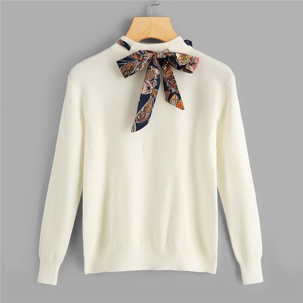 

designer sweater women womens designer sweaters preppy polyester decoration tie neck women sweater autumn campus pullovers sweaters, White;black