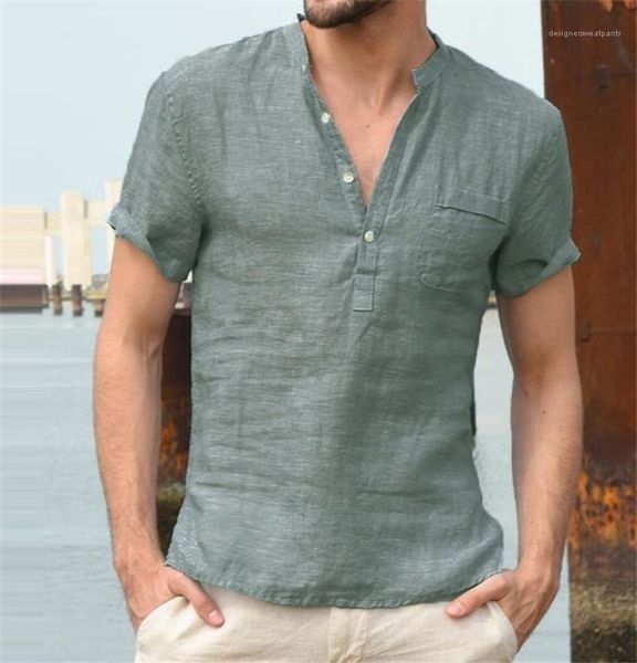 

loose solid mens designer pullover shirts fashion half botton summer shorts sleeve shirts casual mens, White;black