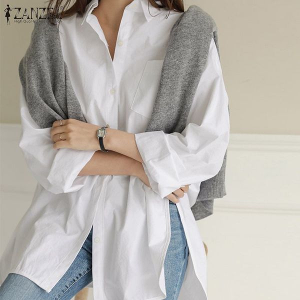 

zanzea 2020 new blouse women casual solid shirts blouses female loose blusas summer casual ladies office blouses tunic top, White