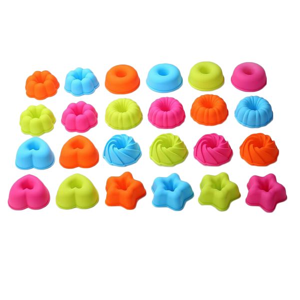 

24pcs doughnut cake mould chocolate pudding mold diy baking tool silicone