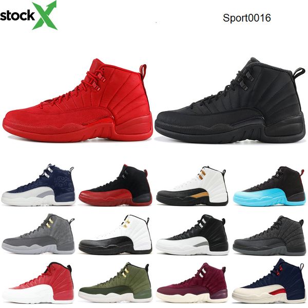 

12 12s high basketball shoes mens gym red wool michigan nylon taxi gamma blue nyc xii men designer shoes sport sneakers us 7-13, Black