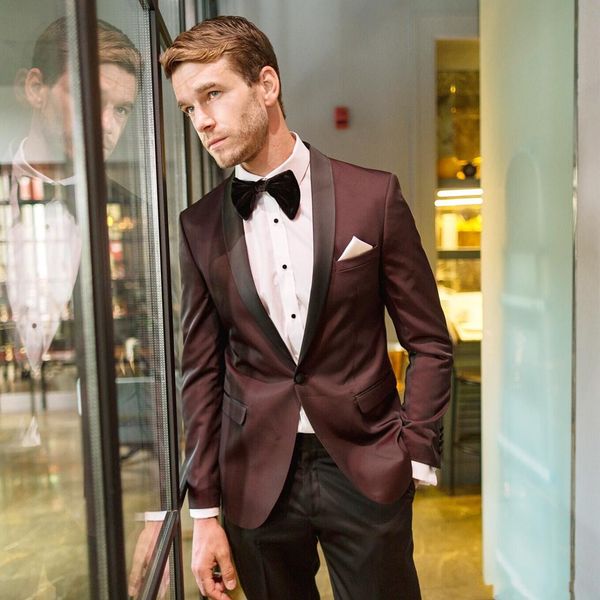 

fashion burgundy groom tuxedos black shawl lapel groomsmen wedding tuxedos popular men formal blazer prom jacket suit(jacket+pants+tie) 331, Black;gray