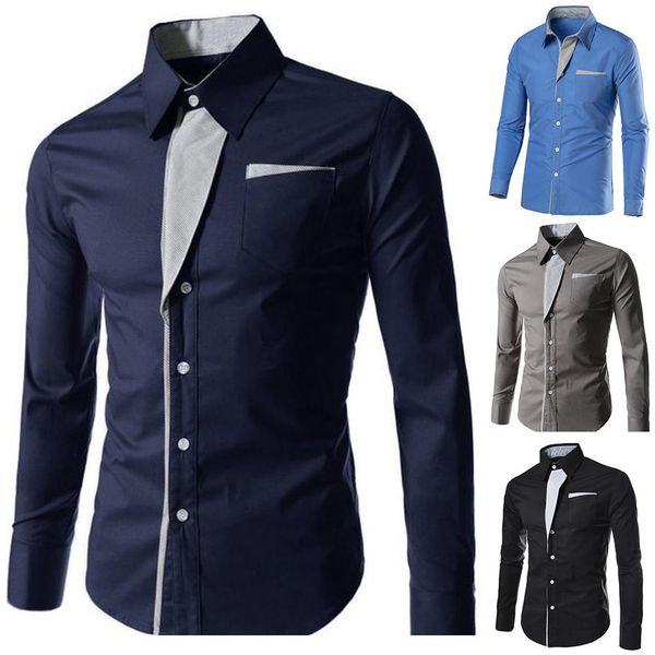 

men color block stripe slim fits long sleeve button turn down collar shirt long sleeve dress shirt with left chest pockets, White;black