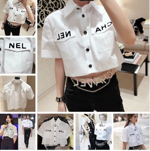 

Women letter blou e 2019 ummer fa hion turn down collar hort leeve high low crop hirt party treetwear top plu ize dre e