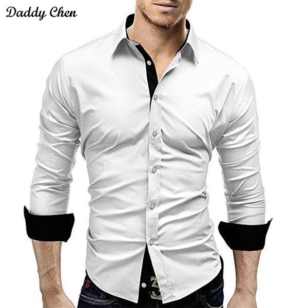 

dress shirt men slim fit style male for boys white black casual shirt mens long sleeve grid cotton classic designer brand 4xl
