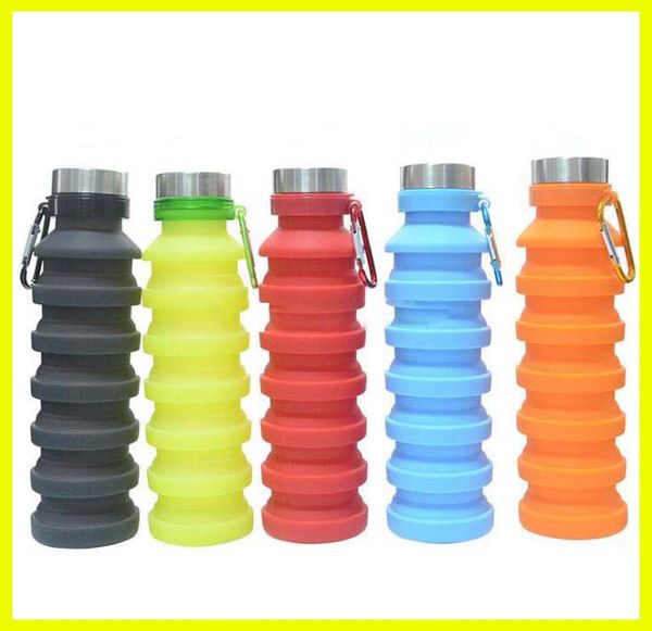 

new 550ml 19oz portable retractable silicone water bottle folding collapsible coffee water bottle travel drinking bottle cups mugs bpa