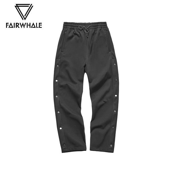 

mark fairwhale autumn winter men fashion casual knitted long pants button split drawstring loose sport pants men 717423012072, Black