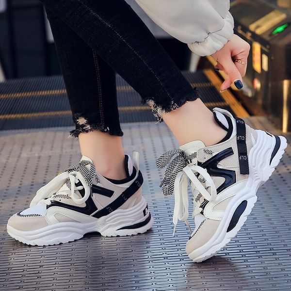 

ins run sneakers breathable men women running shoes chunky height increasing zapatillas hombre 2 laces camouflage trainers, Black