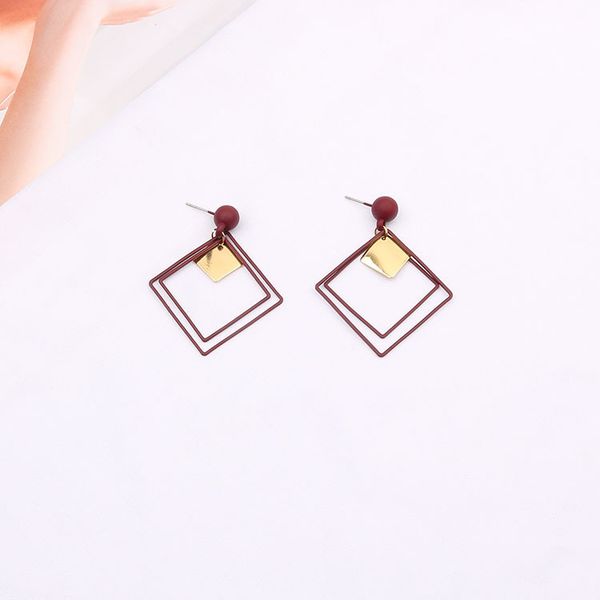 

2020 дизайнер корейской версии холодной личности геометрические серьги моды диких полым алмазным металла квадратные серьги женские серьги, Silver