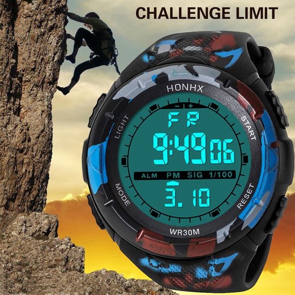 

men sports digital waterproof watch men's boy lcd digital satch date rubber sport wrist watch relogio masculino gift, Slivery;brown