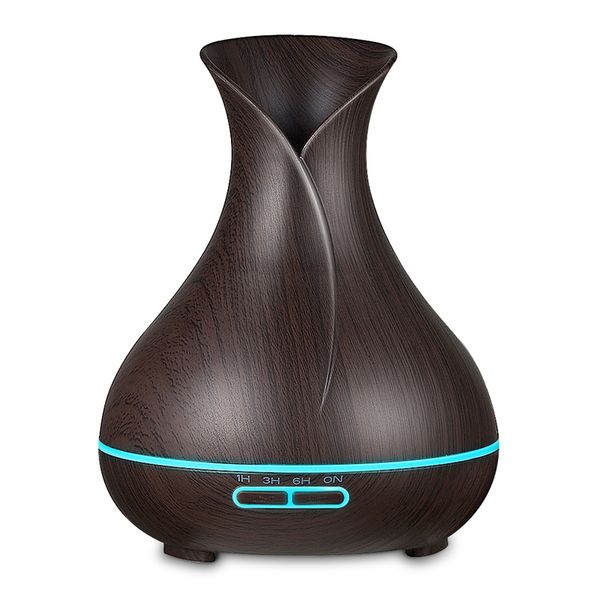 

500ml essential humidifier aroma oil diffuser wood grain ultrasonic wood air humidifier usb cool mini mist maker led lights for home office
