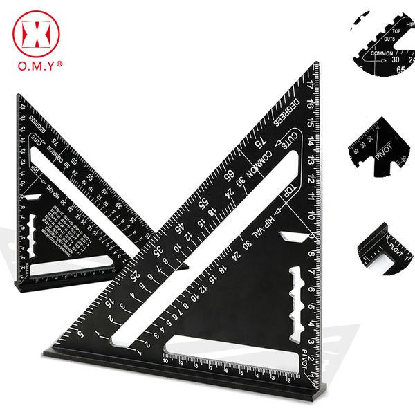

7/12 inch triangular measuring ruler protractor hand tools set aluminum alloy square roofing triangle woodworking tester diy