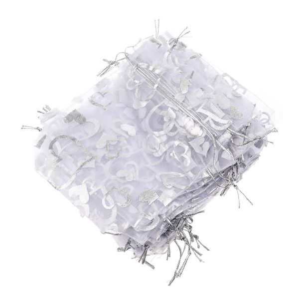 

25x silver organza wedding favor gift bag pouch 12x10cm